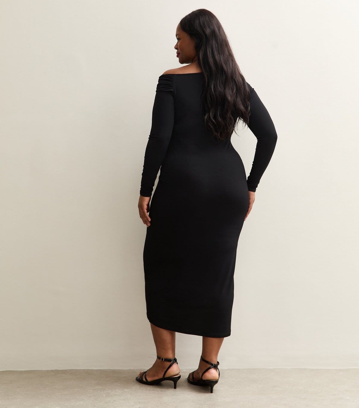 New Look Women's Curve Black Fallen Shoulder Midi Dress New Look - 4