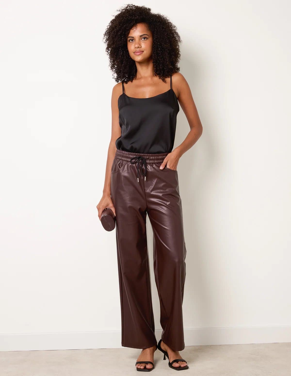 Blue Vanilla PU Wide Leg Trousers