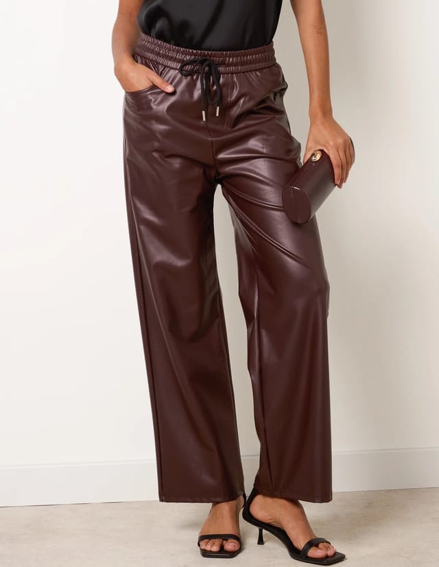 Blue Vanilla PU Wide Leg Trousers - 2