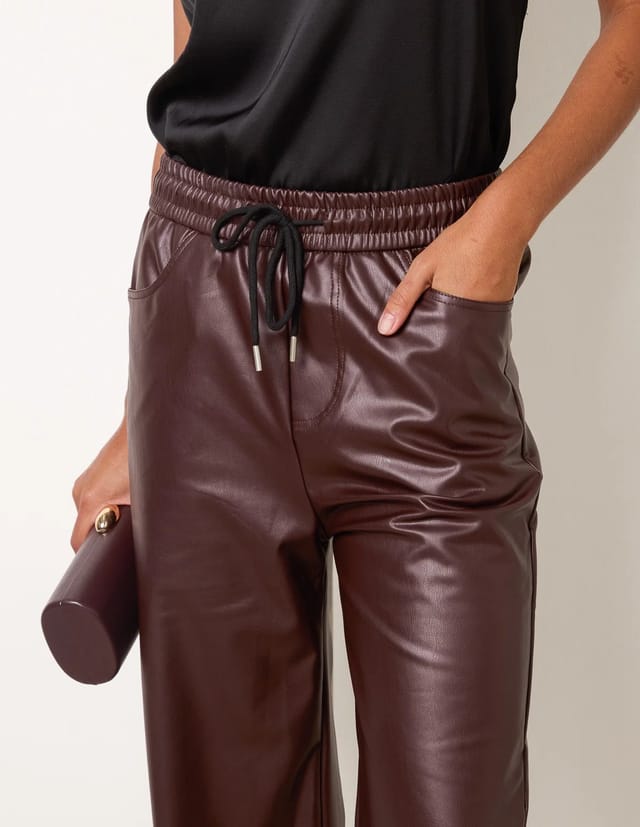 Blue Vanilla PU Wide Leg Trousers - 3