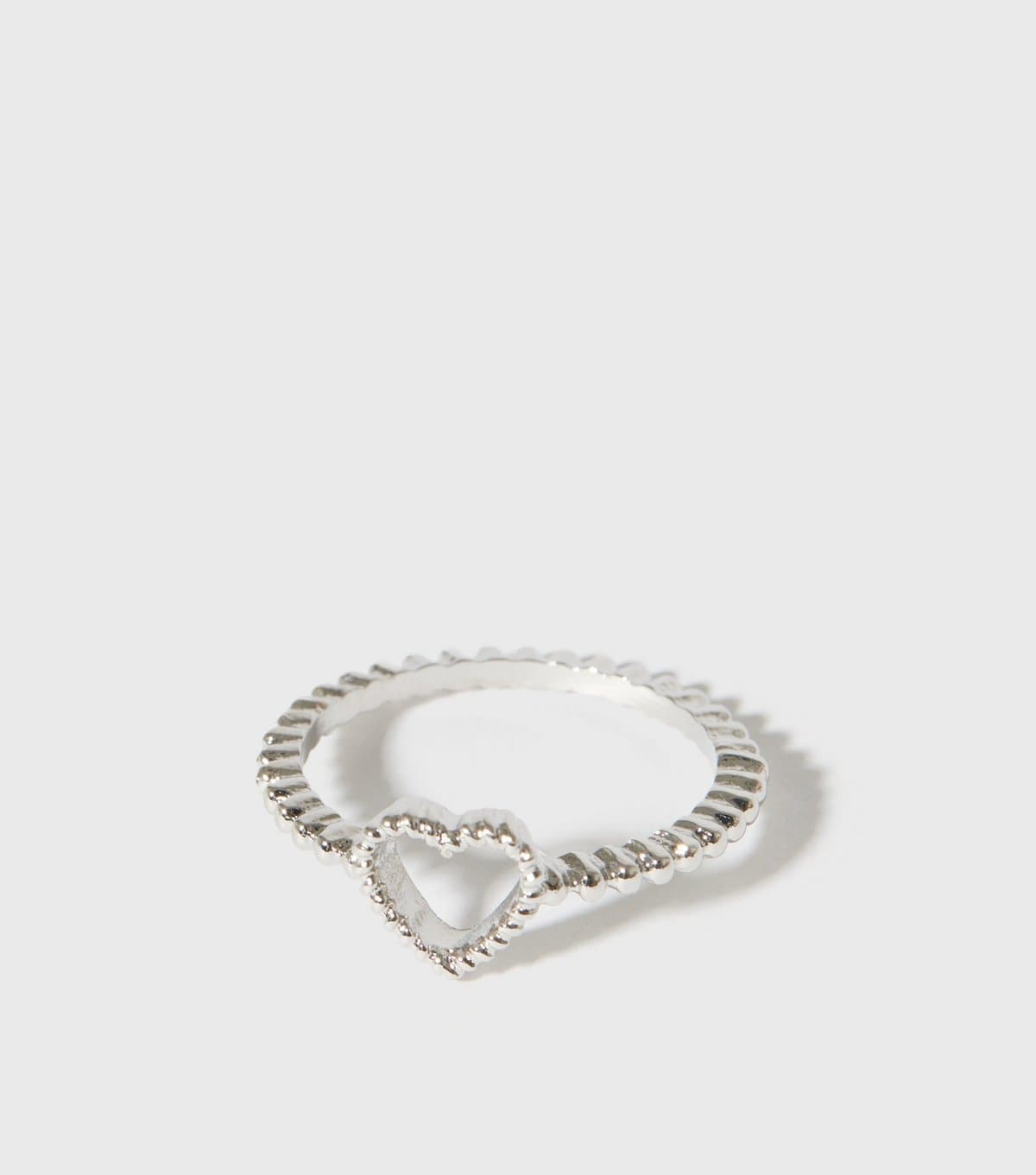 New Look Silver Textured Heart Ring New Look