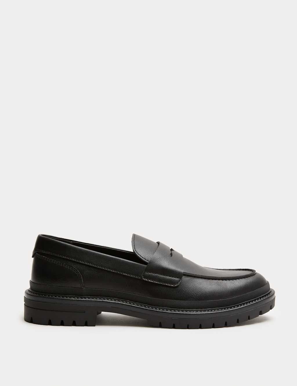 Marks & Spencer M&S Black Leather-Look Slip-On Loafers