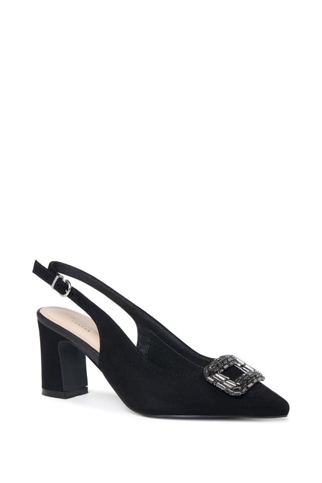 Paradox London Paradox London Women's Gabriella' Wide Fit Block Heel Slingback Shoes in Black - 3