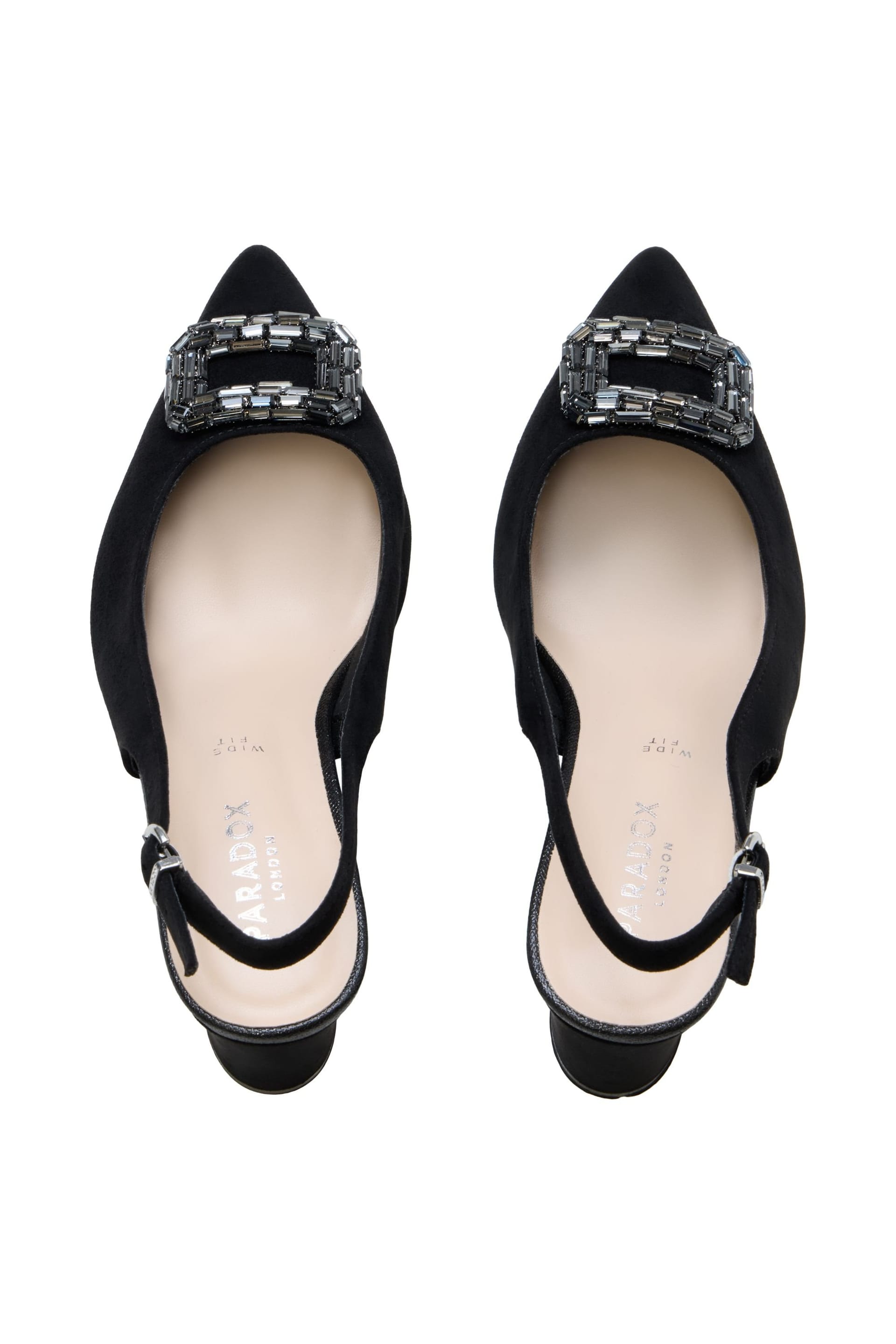 Paradox London Paradox London Women's Gabriella' Wide Fit Block Heel Slingback Shoes in Black - 4