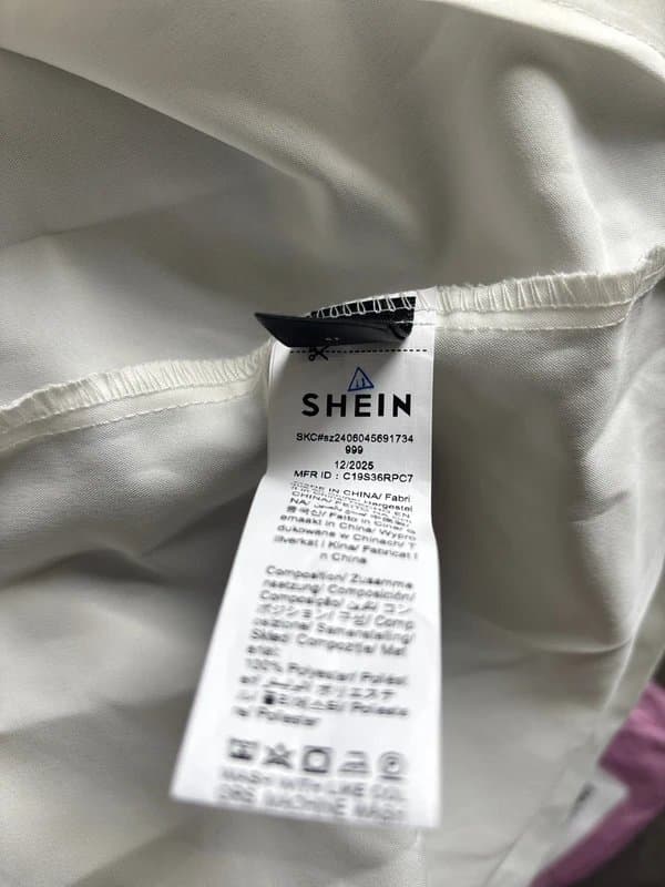 Shein SHEIN Petite White Pleated Waist Shirt Dress L