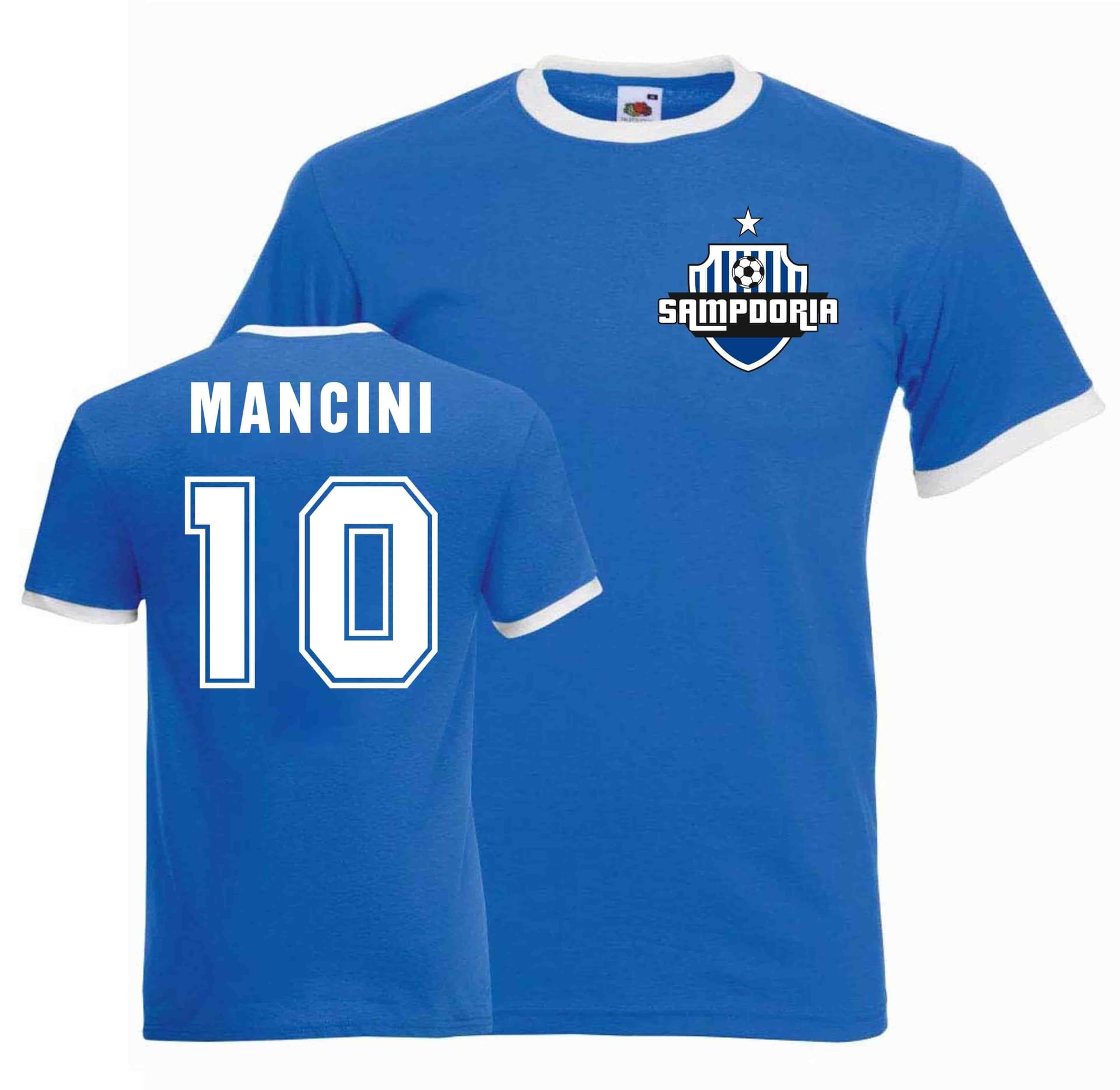 Sampdoria Sampdoria Men's Roberto Mancini Ringer Tee in Blue