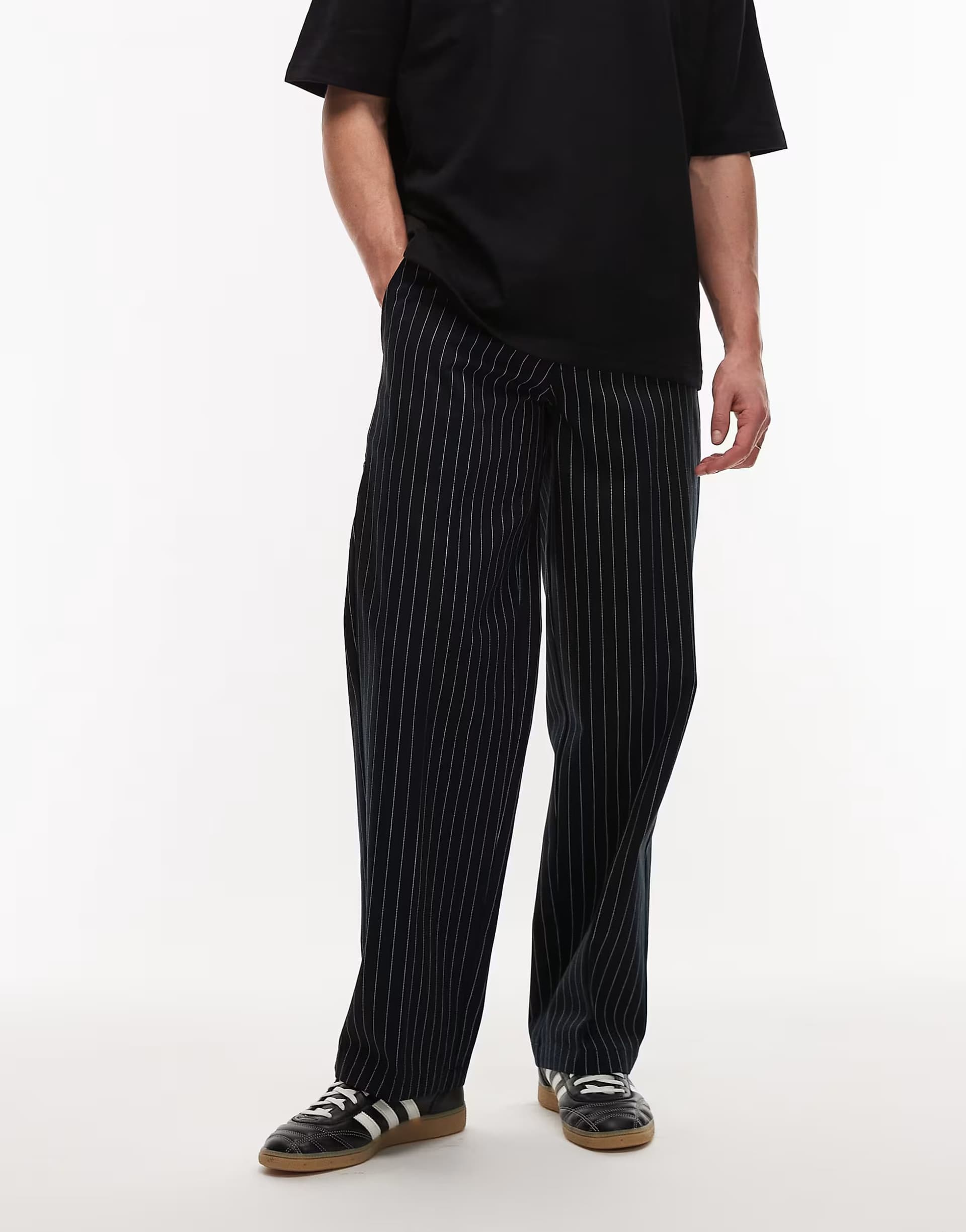 ASOS Dickies 247 regular relaxed fit striped work trousers in black