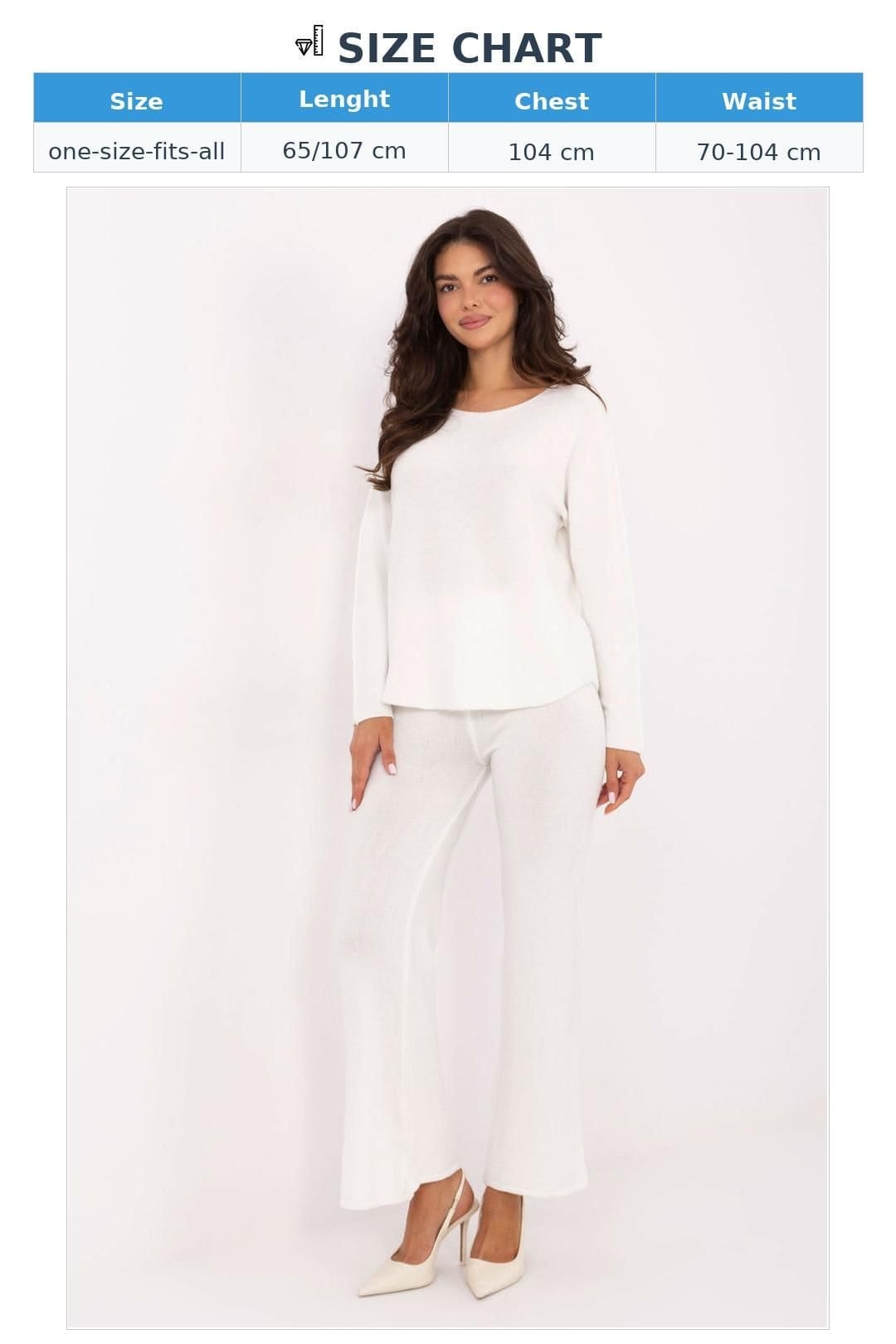 Love Lace Love Lace Women's Casual Viscose Knit Sweater Pant Set in White - 4
