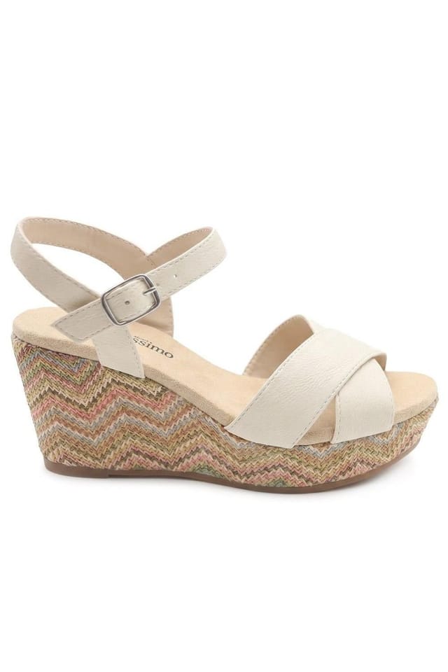 Bellissimo Bellissimo Women's Buckle Fasten Wedge Espadrilles in White - 2