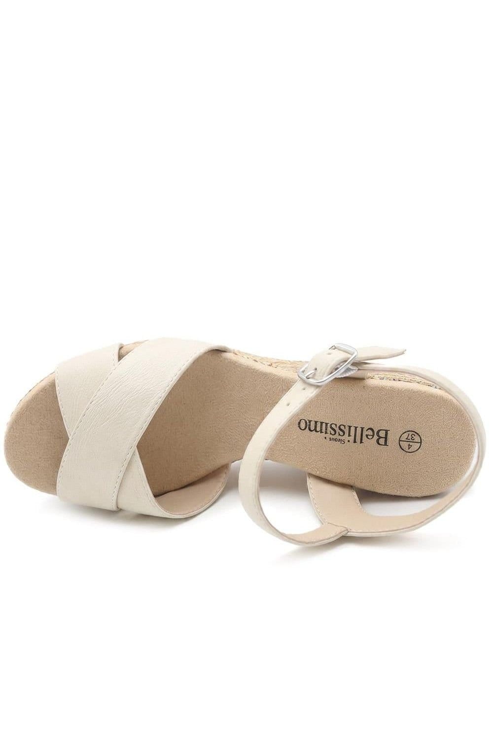 Bellissimo Bellissimo Women's Buckle Fasten Wedge Espadrilles in White - 4