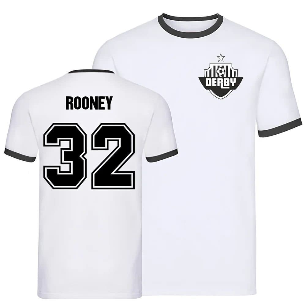 Derby County Derby County Men's Wayne Rooney Derby Ringer Tee in White