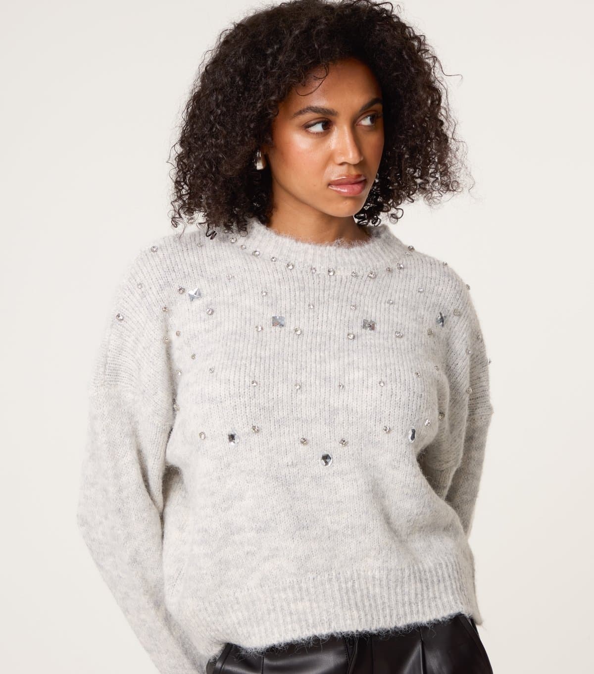 Blue Vanilla Women's Grey Diamante Jumper Blue Vanilla New Look