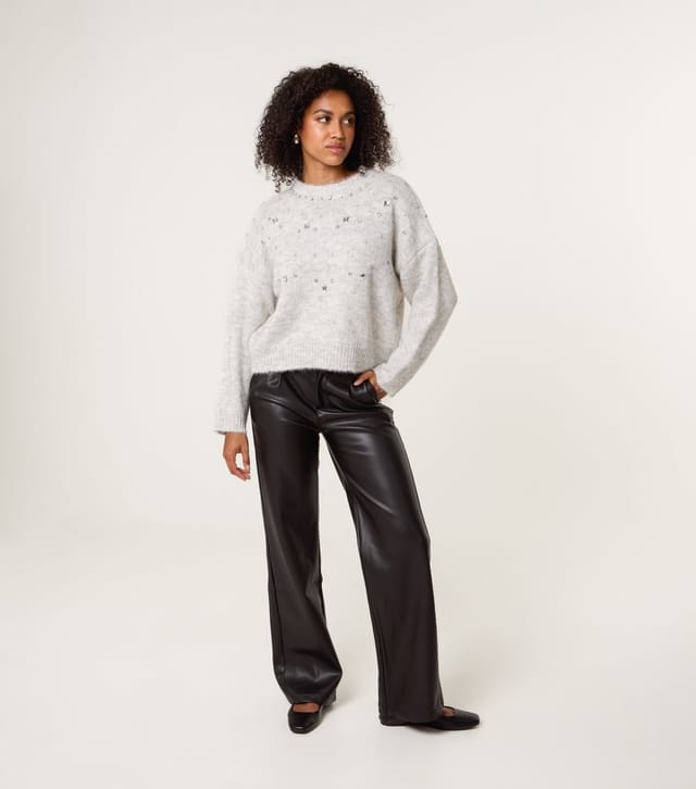 Blue Vanilla Women's Grey Diamante Jumper Blue Vanilla New Look - 2