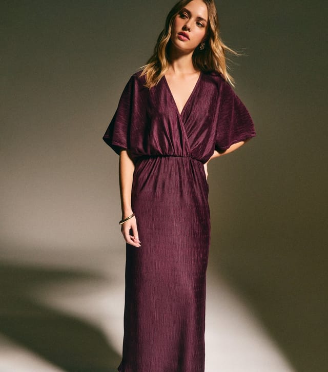 New Look Women's Dark Purple Plisse Batwing Midaxi Dress New Look - 3