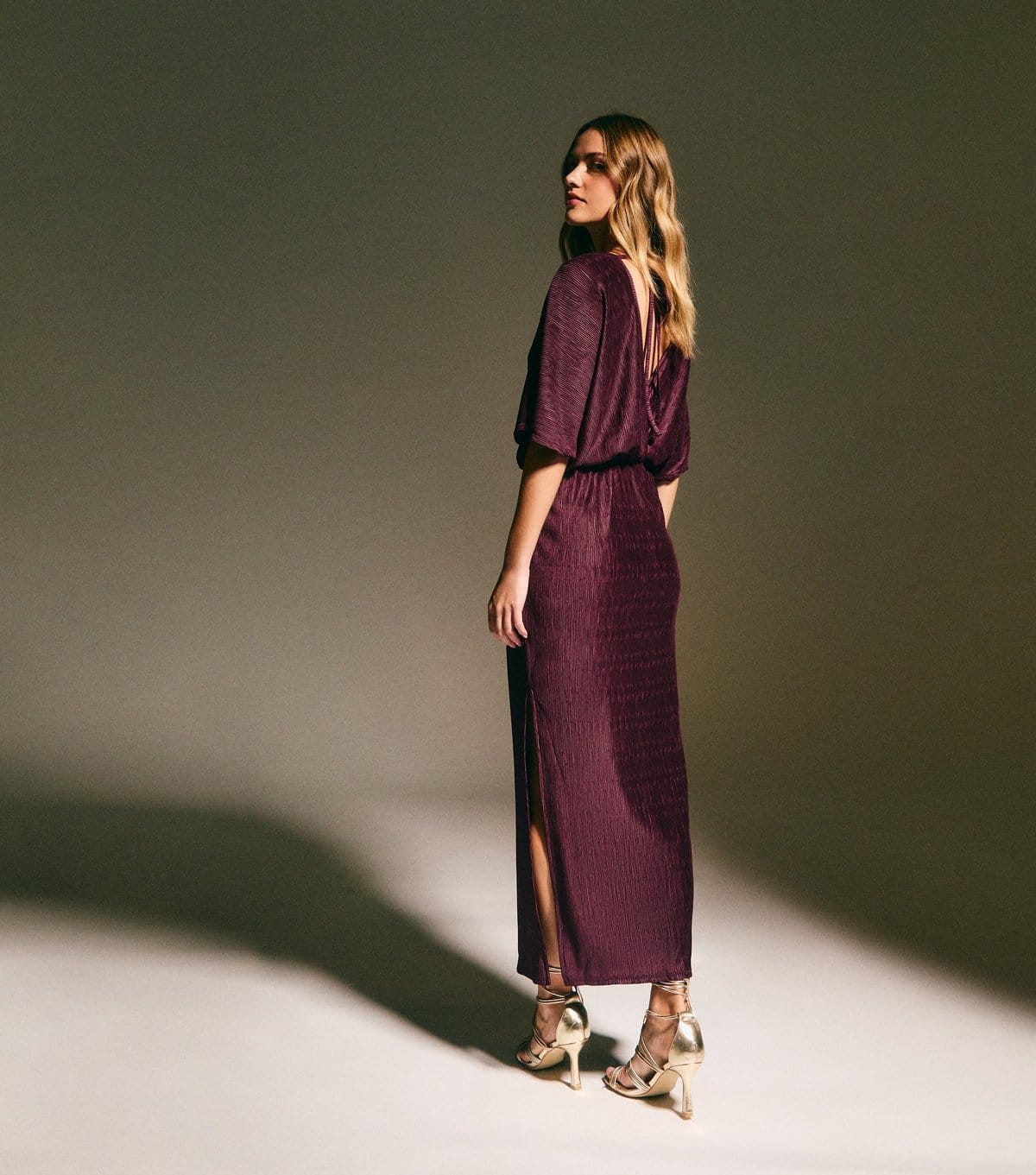 New Look Women's Dark Purple Plisse Batwing Midaxi Dress New Look - 4