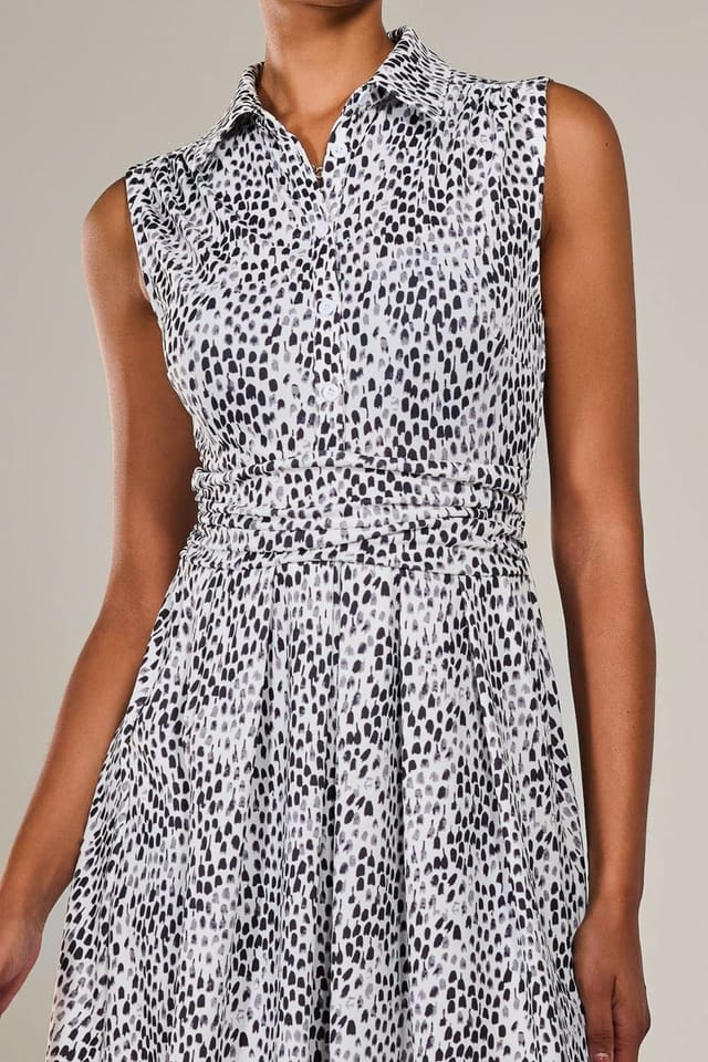 Jolie Moi Jolie Moi Women's Button Sleeveless Midi Dress in Off-White - 3