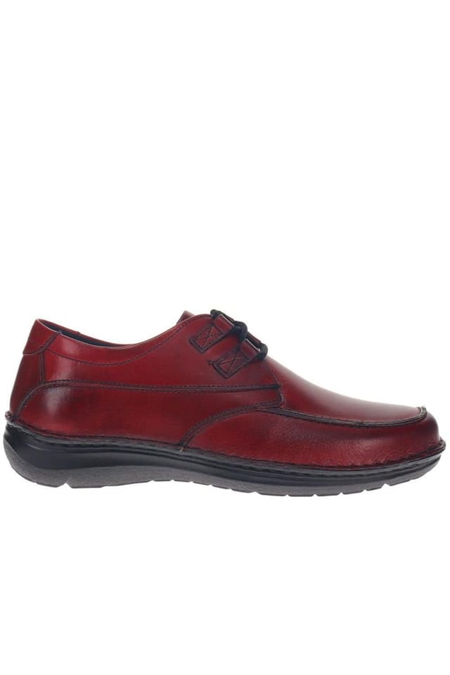 Pavers Pavers Men's Leather Lace-Up Shoes in Burgundy - 2