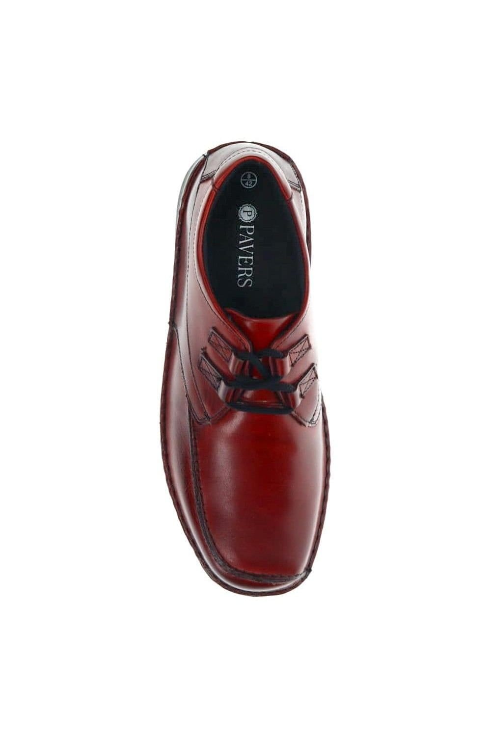 Pavers Pavers Men's Leather Lace-Up Shoes in Burgundy - 4