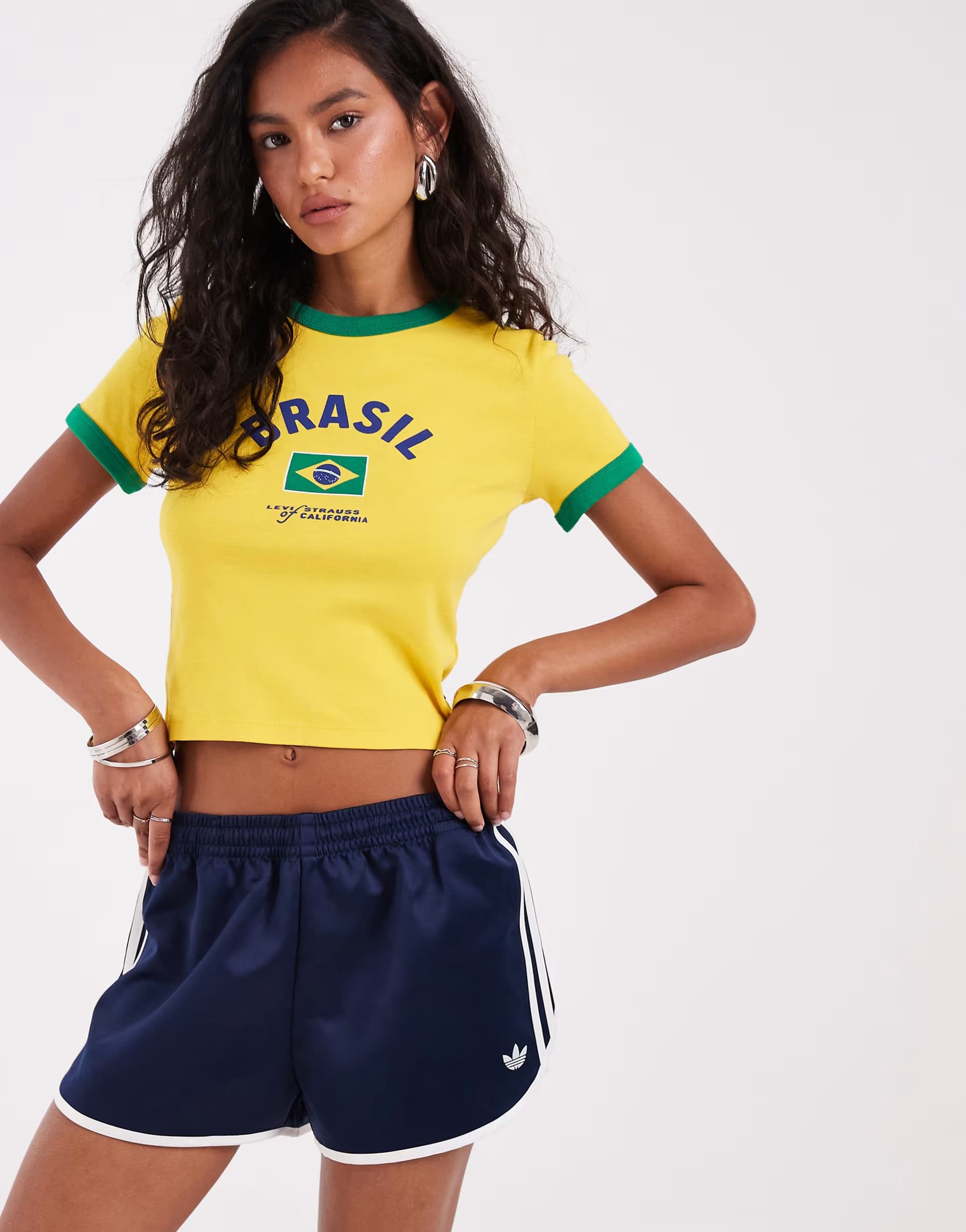 ASOS adidas Originals three stripe sprinter shorts in navy