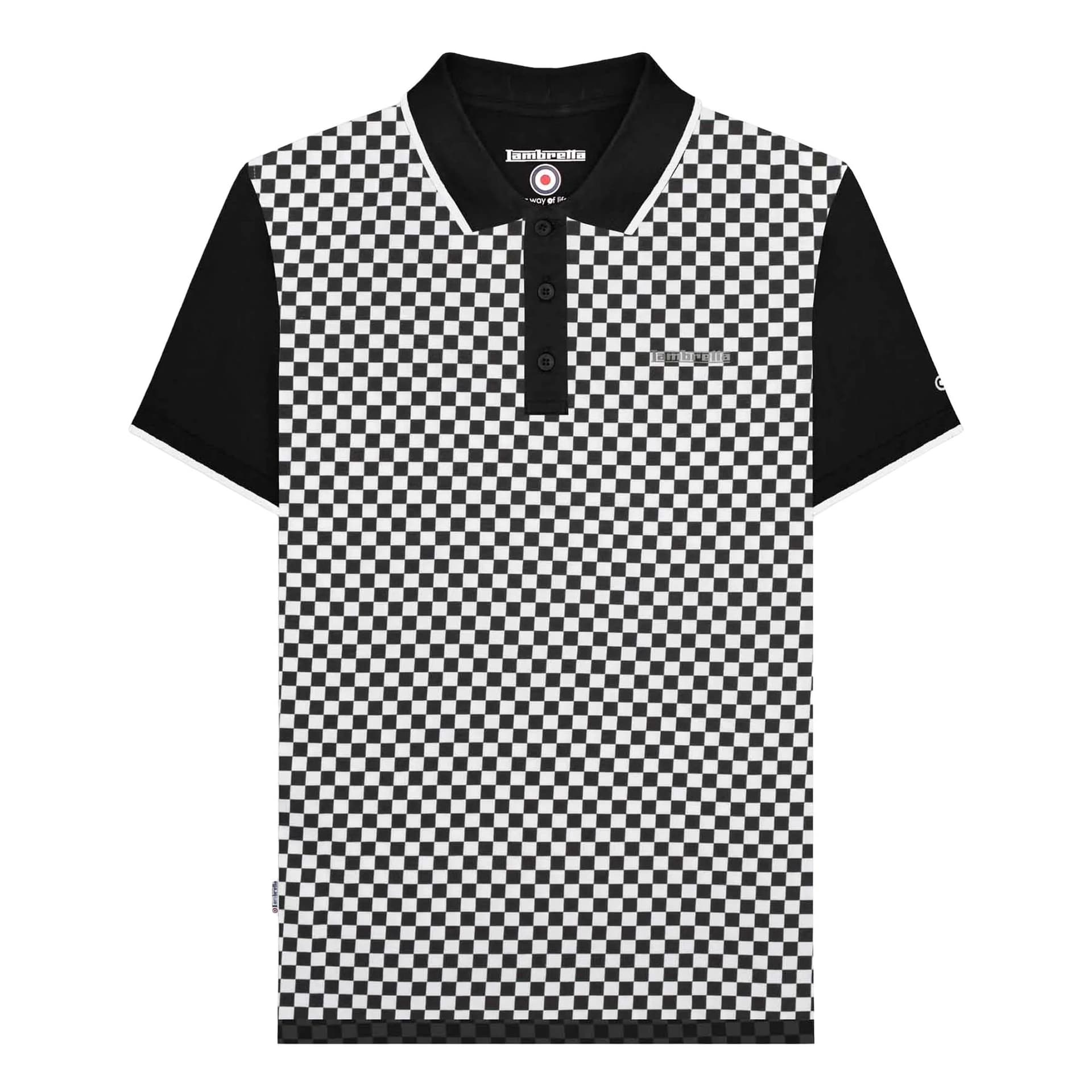 Lambretta Lambretta Men's Two Tone All-Over Print Polo Shirt in Jet Black
