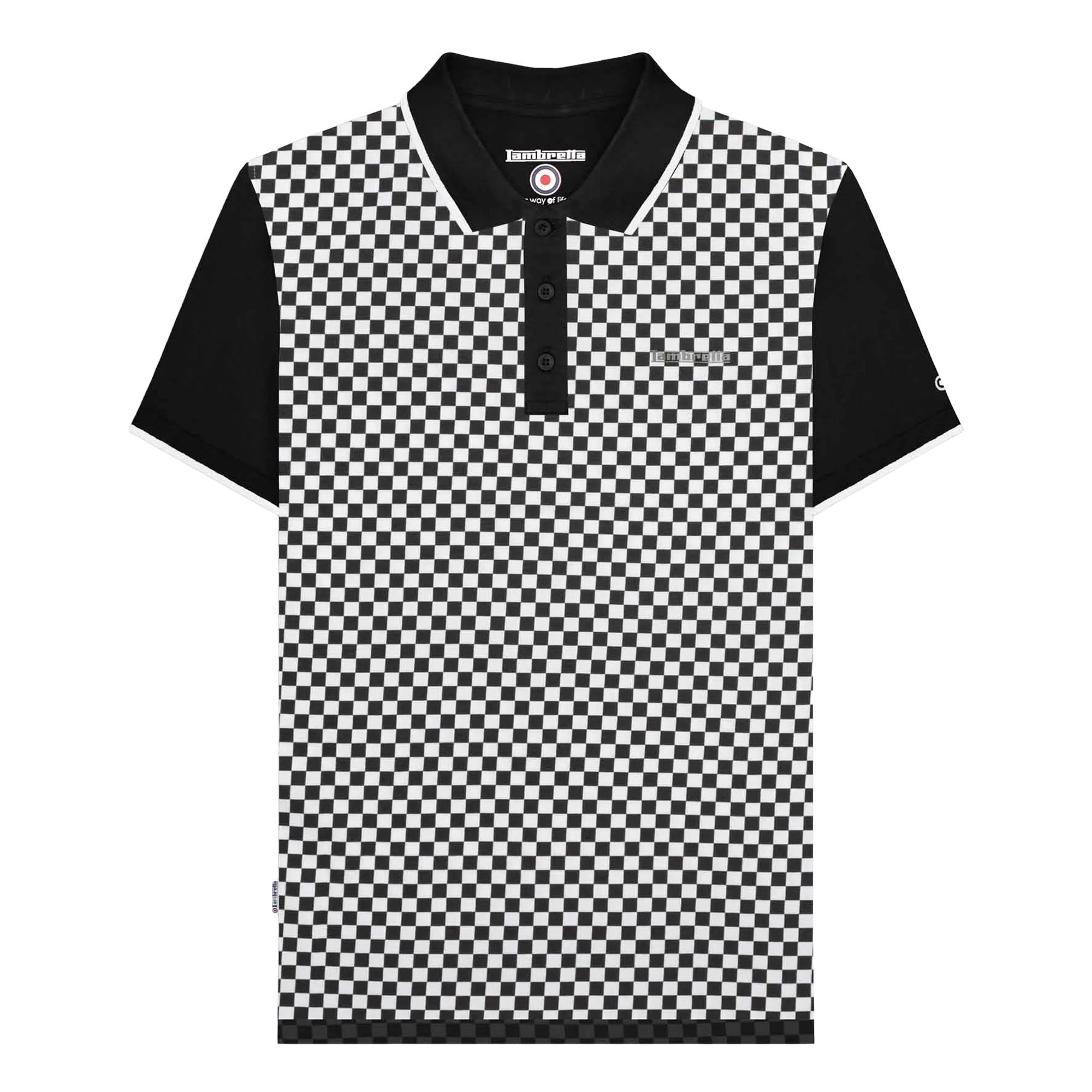 Lambretta Lambretta Men's Two Tone All-Over Print Polo Shirt in Jet Black - 2