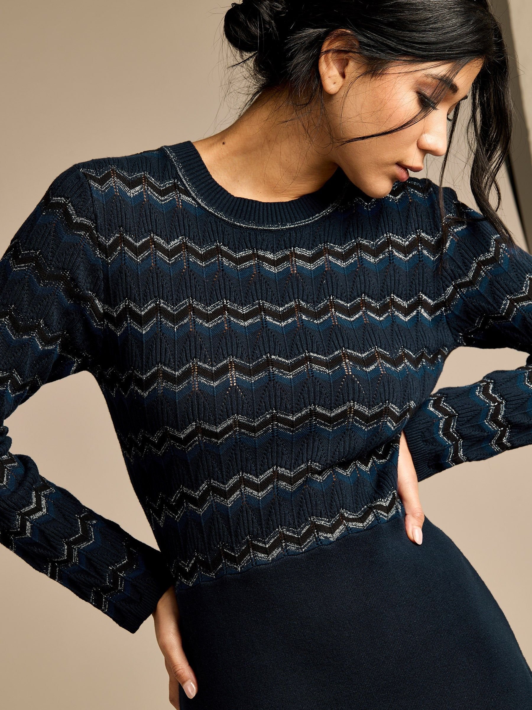 GWD by GEORGE W. DAVIES GWD by GEORGE W. DAVIES Women's GWD Mia Navy Knitted Midi Dress - 3