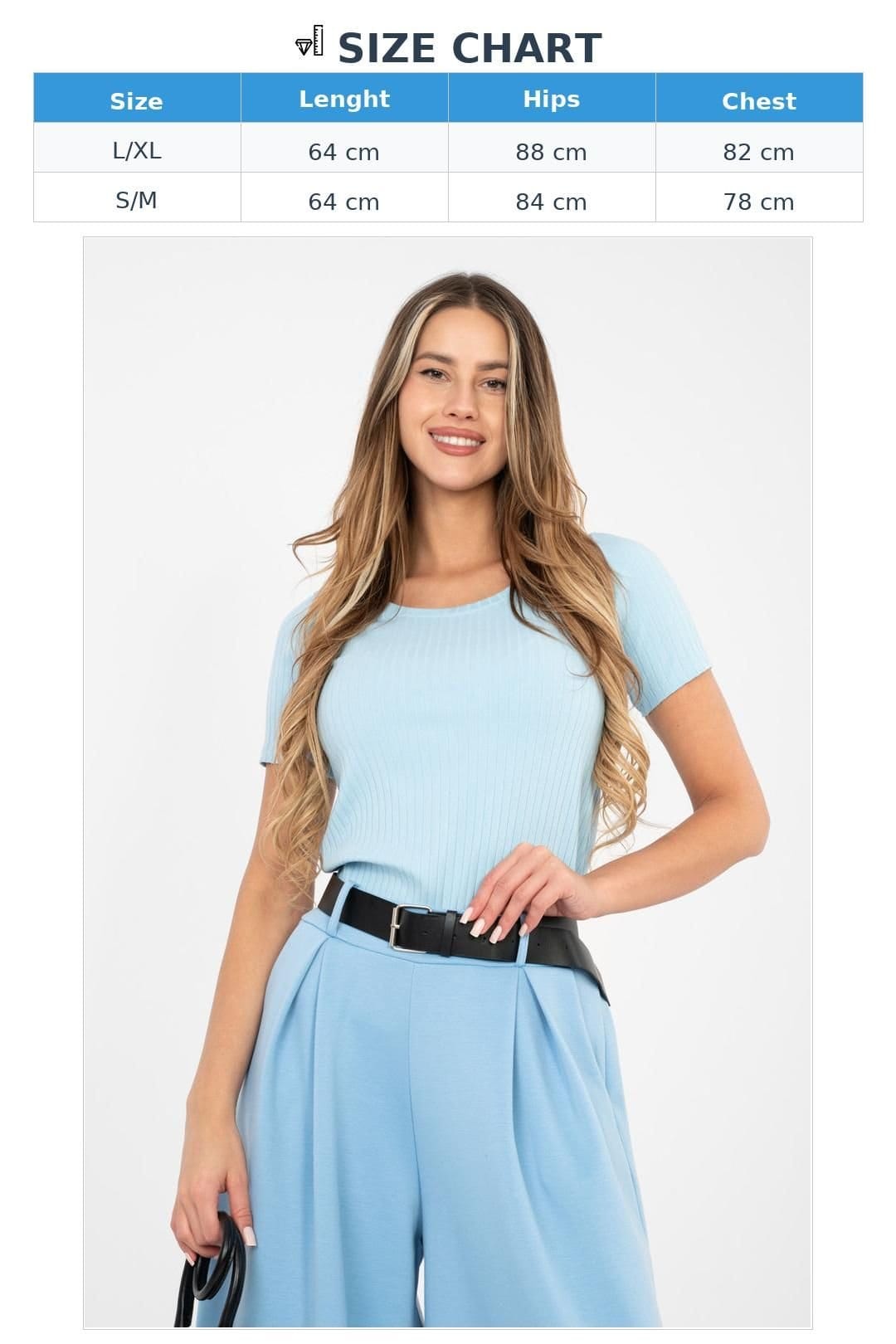 Love Lace Love Lace Women's Everyday Ribbed Cotton Elastane Blouse in Blue - 4
