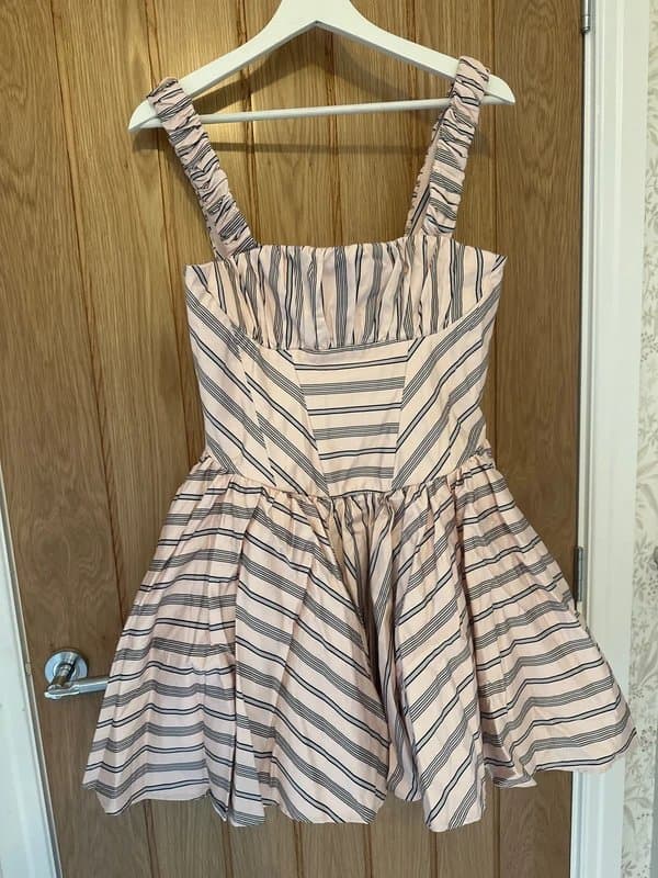 ASOS ASOS luxe corset style skater dress pink pinstripe, new with tags, size 10