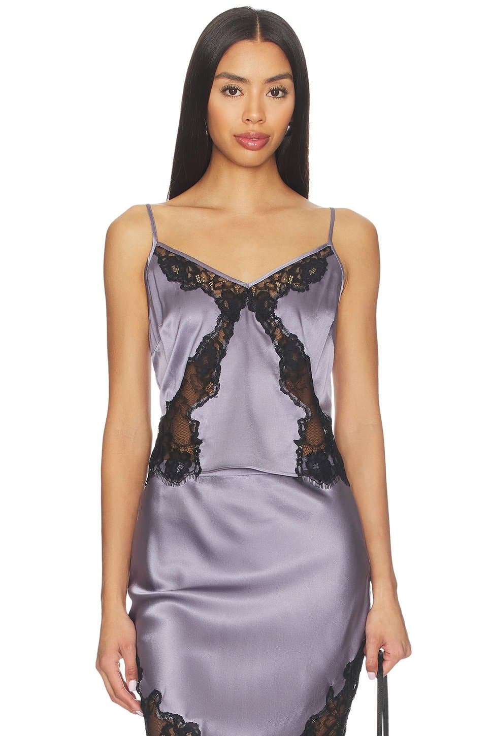 revolve Revolve Juliet Lace Silk Cami Top in Lavender Smoke