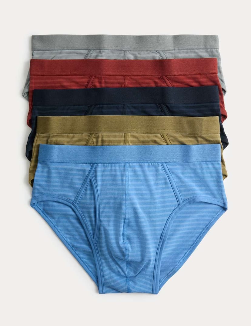 Marks & Spencer M&S 5 Pack Cotton Stretch Striped Briefs Multi - 1