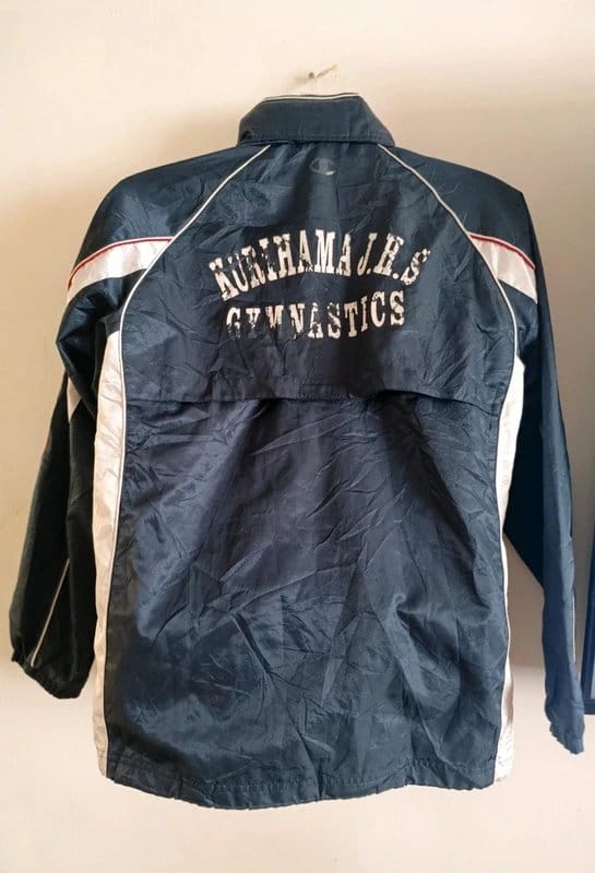 Champion Navy Windbreaker Jacket with Gymnastics Print