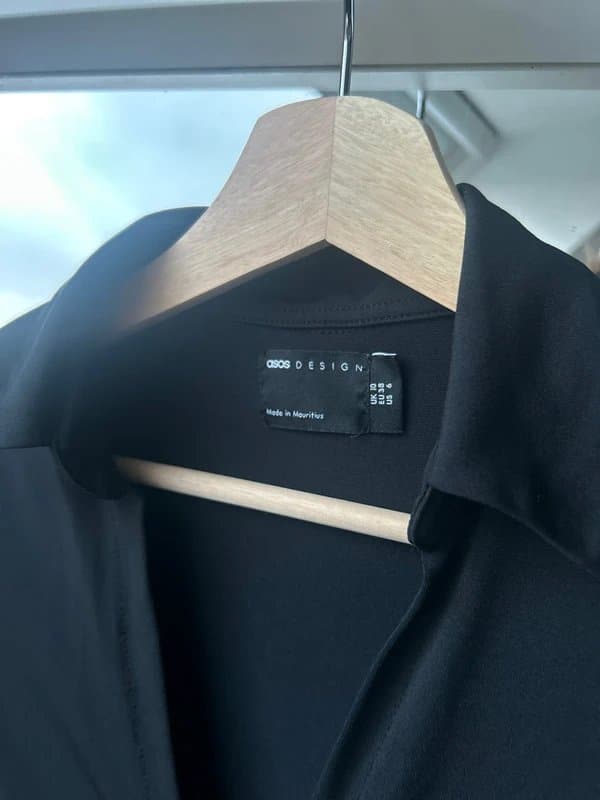 ASOS Black slinky ruched cropped top long sleeves