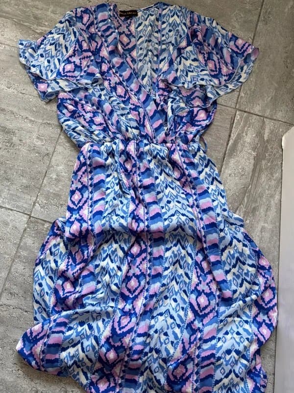 Frank Usher Frank usher blue lilac pattern dress size S/M