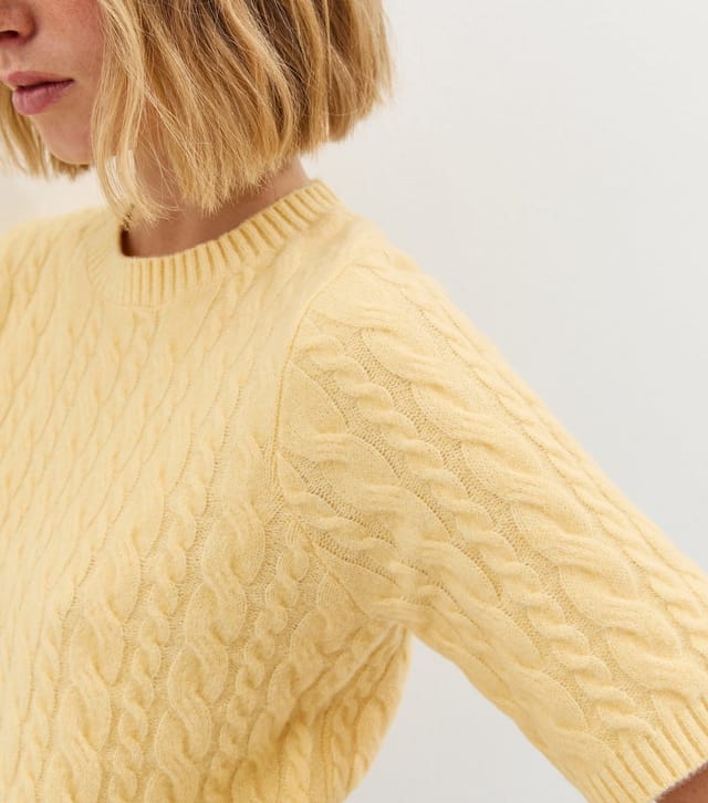 New Look Women's Light Yellow Cable Knit Top New Look - 2