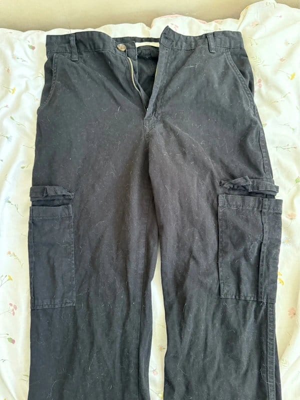 Bershka Black Cotton Twill Cargo Pants