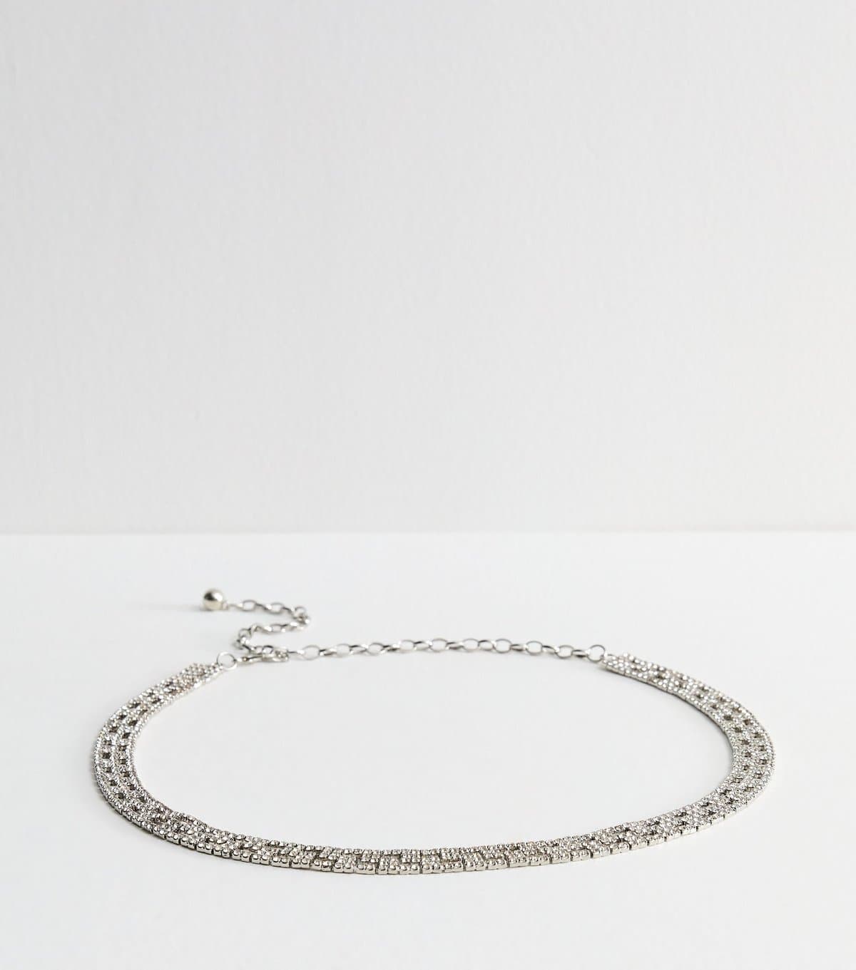 New Look Silver Tone Diamanté Chain Belt New Look