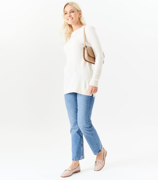 Gini London Women's Cream Crew Neck Jumper Gini London New Look - 3