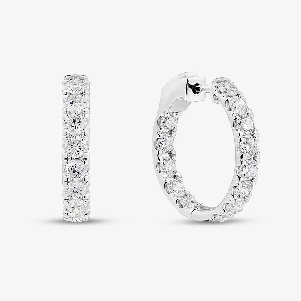 T.H.Baker T.H.Baker Women's 9ct White Gold 2.00ct Diamond Hoop Earrings LGE48750-200 (WG)(CERT) in Silver
