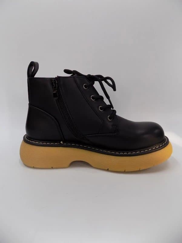 Vestante Lace Up Chunky Black Ankle Boots Womens UK 4 Platform Faux Leather Goth Combat