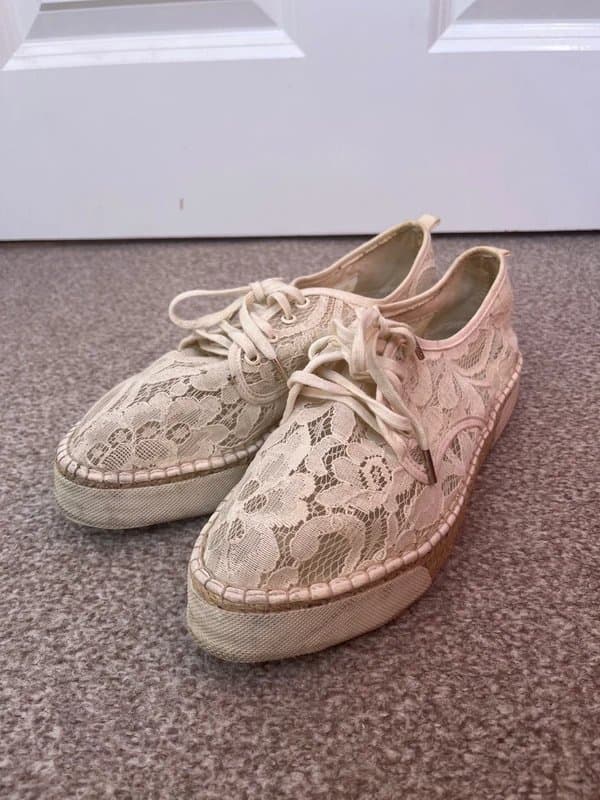 Bershka Cream lace espadrilles from Bershka
