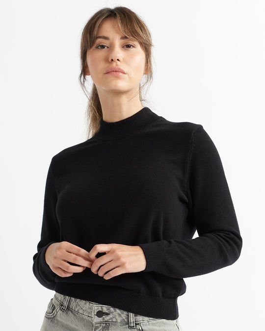 Alse Studio Alse Studio Women's Premium Quality 100% Cotton Turtle Neck Long Sleeve Jumper in Black - 2