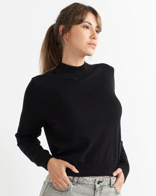 Alse Studio Alse Studio Women's Premium Quality 100% Cotton Turtle Neck Long Sleeve Jumper in Black - 3