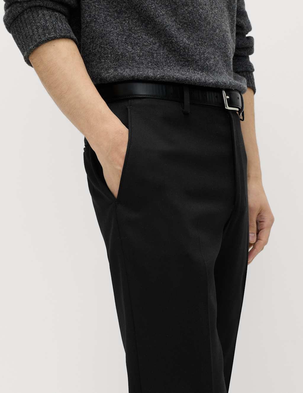 Marks & Spencer M&S Regular Fit Wool Blend Trousers Black - 2