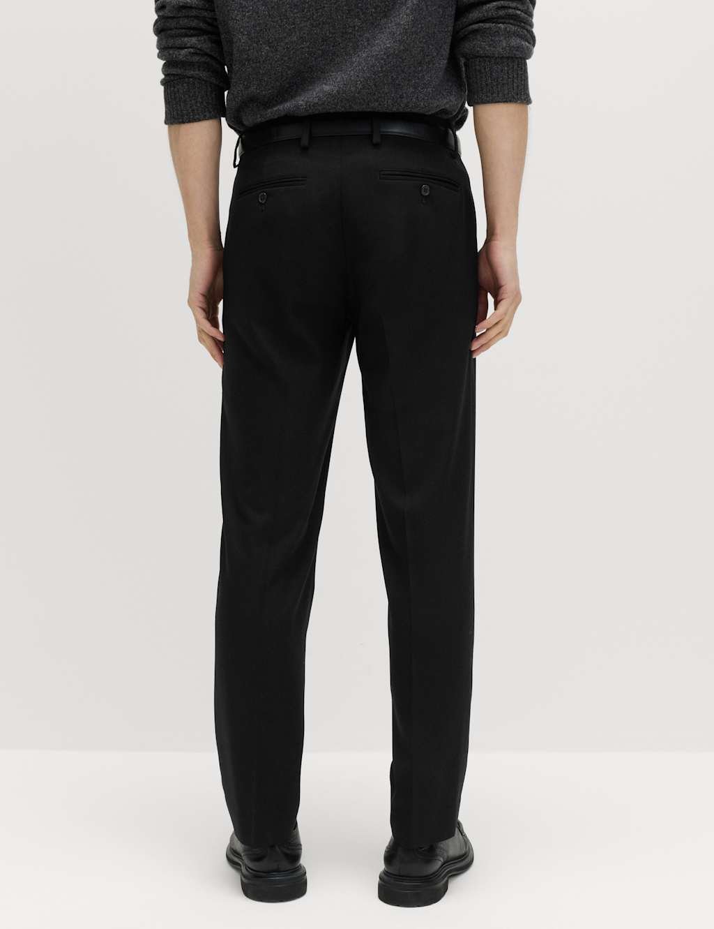 Marks & Spencer M&S Regular Fit Wool Blend Trousers Black - 3