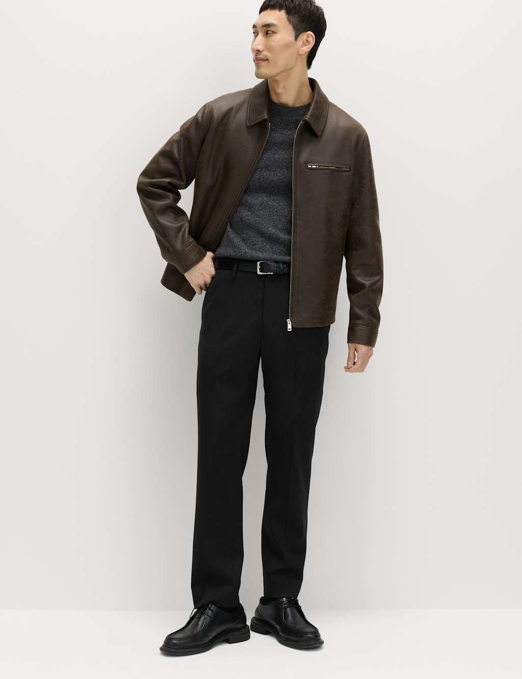 Marks & Spencer M&S Regular Fit Wool Blend Trousers Black - 4