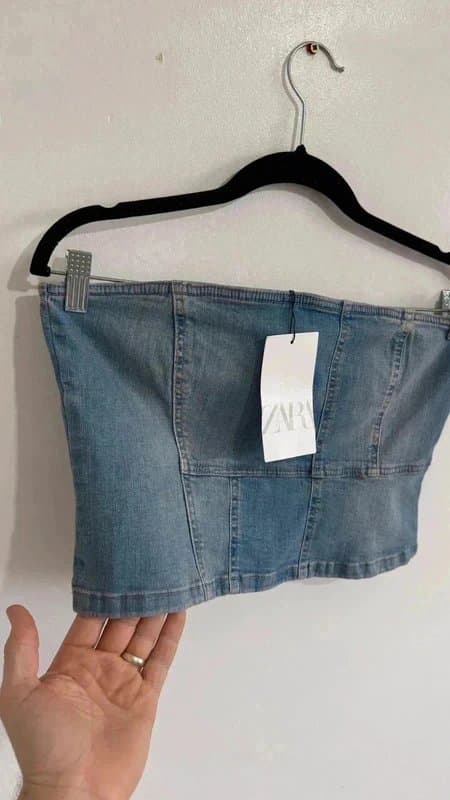 Zara Zara New denim boob tube crop top size XL RRP £25.99
