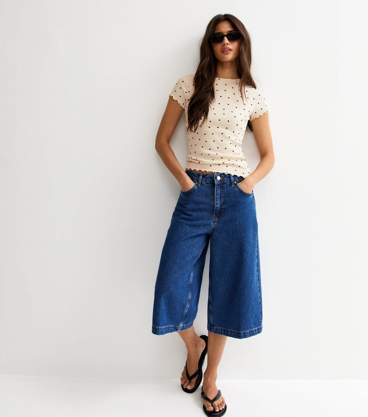 New Look Women's Cream Short Sleeve Spot Print Babylock T-Shirt New Look - 4