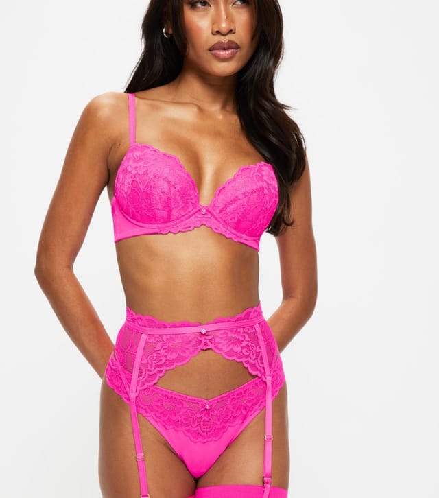Ann Summers Women's Bright Pink Sexy Lace Plunge Bra Ann Summers New Look - 2