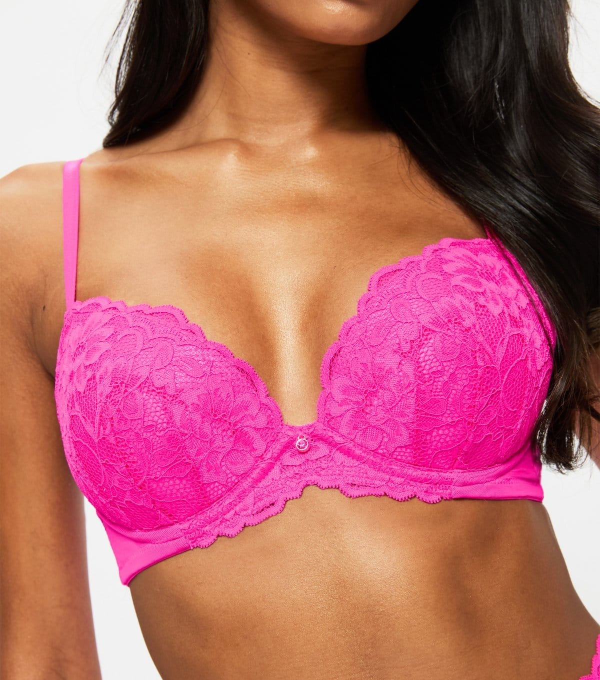 Ann Summers Women's Bright Pink Sexy Lace Plunge Bra Ann Summers New Look - 4