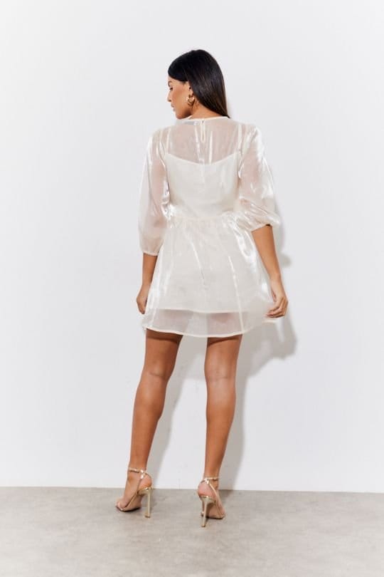 In The Style In The Style Women's Cream Organza Babydoll Mini Dress - 2
